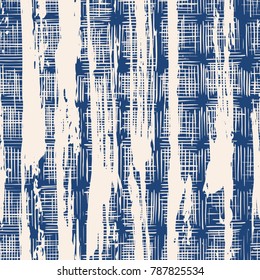 Indigo vector tie dye seamless pattern. Abstract watercolor. Natural tiles. Organic texture.Watercolour print. Japan folk pattern. Organic textile. Japanese seamless natural texture. Indigo batik. 