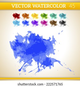 Indigo Vector Watercolor Artistic Splash for Design and Decoration. In rainbow color variations. 