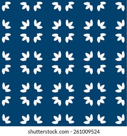 Indigo and white seamless delft pattern, vector