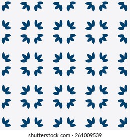 Indigo and white seamless delft pattern, vector
