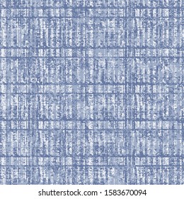 Indigo-Dyed Effect Textured Checked Distressed Background. Seamless Pattern. Distressed linen texture. Mesh. Monochrome. Vector illustration