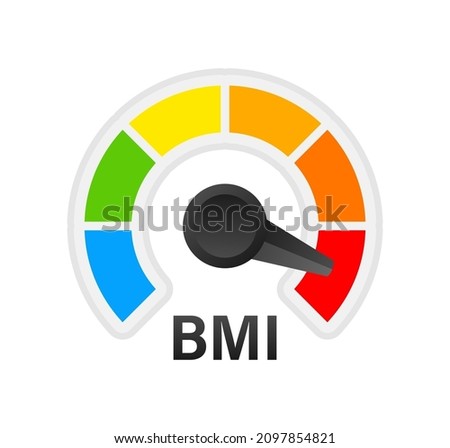 Indikator bmi on white background. Chart concept. Vector icon.