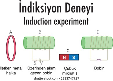 indiksiyon, indiksiyon deneyi, Induction Test, Conductive Metal Ring, current flowing coil, magnet, coil, Transformer, Coil, Copper, Wire, Volt, Voltage (Physics Lesson), Tranformatör, Fizik, Deney