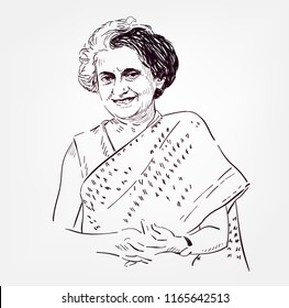 Indira Gandhi Vector Sketch Portrait