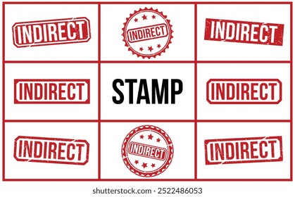 Indirect Red rubber stamp on white background. Indirect stamp sign. Indirect stamp.