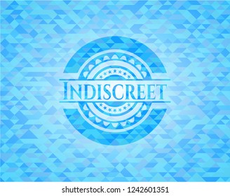 Indiscreet light blue emblem with mosaic background