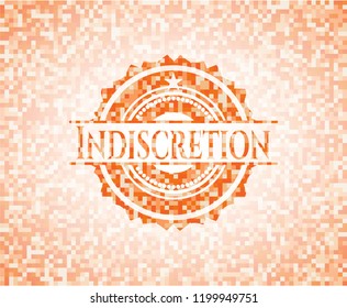 Indiscretion abstract emblem, orange mosaic background