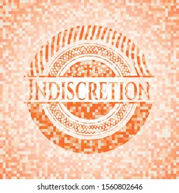 Indiscretion abstract emblem, orange mosaic background