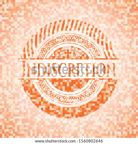 Indiscretion abstract emblem, orange mosaic background