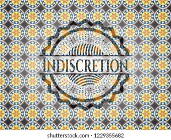 Indiscretion arabic style emblem. Arabesque decoration.