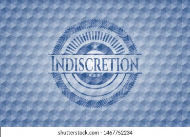 Indiscretion blue polygonal emblem. Vector Illustration. Detailed.