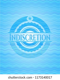 Indiscretion light blue water wave badge background.