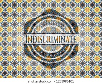Indiscriminate arabic style badge. Arabesque decoration.