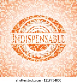 Indispensable abstract emblem, orange mosaic background