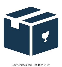 Indispensável Isometric Fragile Entrega Box Ícone Claramente significando a máxima importância de Manuseio cuidadoso em todas as operações de transporte e logística