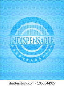 Indispensable sky blue water wave badge background.