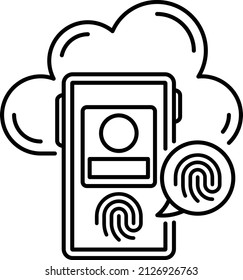 In-Display Fingerprint Sensor Mobile Phones Concept Vector Icon Design, Cloud computing Symbol, Client server model Sign, Web Hosting and Edge device stock illustration