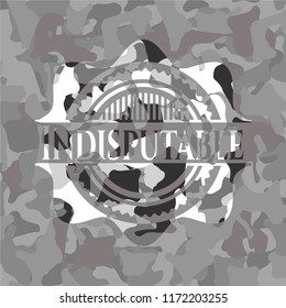 Indisputable grey camo emblem
