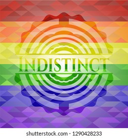 Indistinct emblem on mosaic background with the colors of the LGBT flag