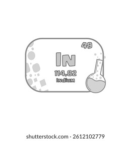 Indium element block. Atomic number forty nine. Chemical symbol In. Vector science icon.