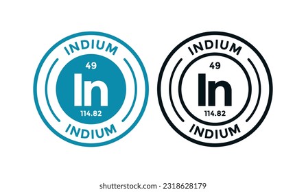 INDIUM logo badge design. this is chemical element of periodic table symbol. Suitable for business, technology, molecule, atomic symbol 