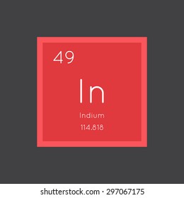 Indium simple style tile icon. Chemical element of periodic table. Vector illustration EPS8