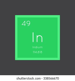 Indium simple style tile icon. Chemical element of periodic table. Vector illustration EPS8