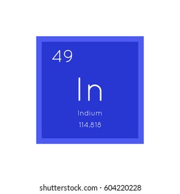 Indium simple style tile icon. Chemical element of periodic table. Vector illustration EPS8