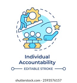 Individual accountability multi color concept icon. Team performance, leadership. Round shape line illustration. Abstract idea. Graphic design. Easy to use in infographic, presentation