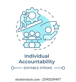 Individual accountability soft blue concept icon. Team performance, leadership. Round shape line illustration. Abstract idea. Graphic design. Easy to use in infographic, presentation
