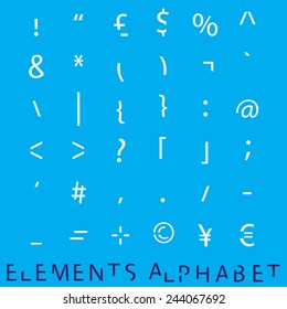 Individual Alphabet Characters of a Custom Font - Elements Characters 