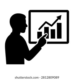 Individual Analyzing Data Chart Silhouette representing individual analyzing data chart, suitable for clean graphics, signage, presentations, web design, and commercial projects