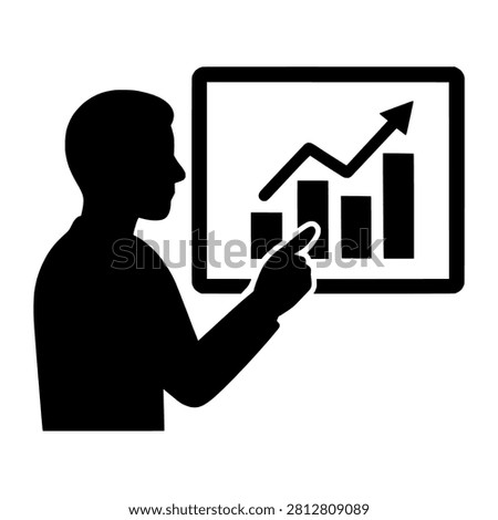 Individual Analyzing Data Chart Silhouette representing individual analyzing data chart, suitable for clean graphics, signage, presentations, web design, and commercial projects