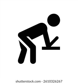 An individual is bent over a desk, focusing intently on a task. This vector illustration captures the essence of productivity and concentration in an office environment.