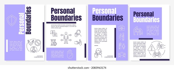 Individual boundaries brochure template. Define comfort zone. Flyer, booklet, leaflet print, cover design with linear icons. Vector layouts for presentation, annual reports, advertisement pages