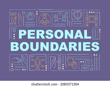 Individual boundaries word concepts banner. Define restrictions. Infographics with linear icons on purple background. Isolated creative typography. Vector outline color illustration with text