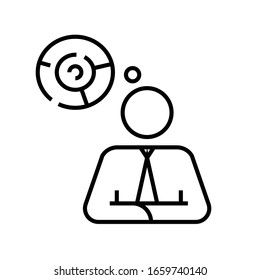 Icono de línea de trabajo intelectual individual, signo de concepto, ilustración de vector de contorno, símbolo lineal.