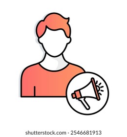 Individual Branding Icon – Person with Megaphone, Representing Personalization, Marketing, and Unique Identity