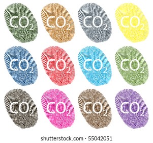 individual carbon fingerprint in different colors