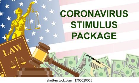 Individual Checks And Dollars. Financial Incentive Bill. Stimulus Package. Vector Illustration