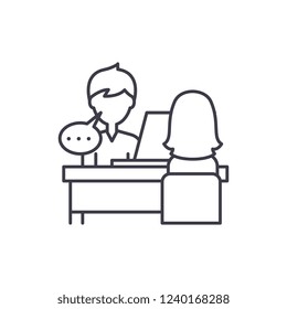 Individual consultation line icon concept. Individual consultation vector linear illustration, symbol, sign