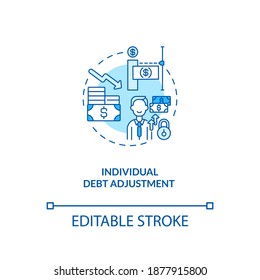 Individual debt adjustment blue concept icon. Terms of repaying credit. Borrower payment. Bankruptcy alternative idea thin line illustration. Vector isolated outline RGB color drawing. Editable stroke