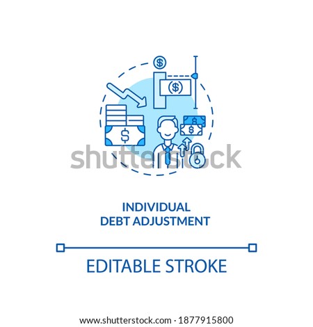Individual debt adjustment blue concept icon. Terms of repaying credit. Borrower payment. Bankruptcy alternative idea thin line illustration. Vector isolated outline RGB color drawing. Editable stroke