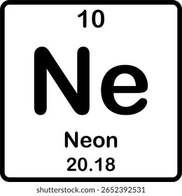 Elemento individual na tabela periódica. Ne ou neon.
