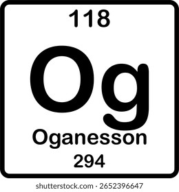 Elemento individual na tabela periódica. Og ou oganesson.