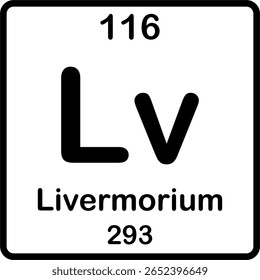 Elemento individual na tabela periódica. Lv ou livermorium.