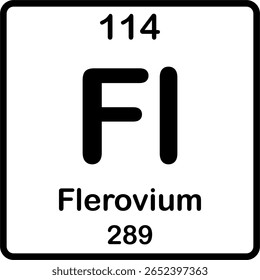 Elemento individual na tabela periódica. Fl ou flerovium.