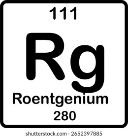 Elemento individual na tabela periódica. Rg ou roentgênio.