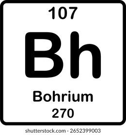 Elemento individual na tabela periódica. Bh ou bohrium.