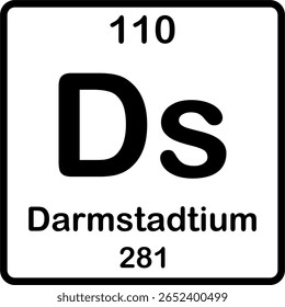 Elemento individual na tabela periódica. Ds ir darmstadtium.